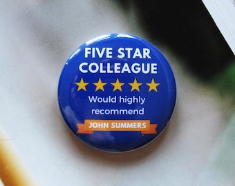 Personalised Five Star Colleague badge gift for coworker review pin appreciation gift custom name employee badge pin, work colleague gift