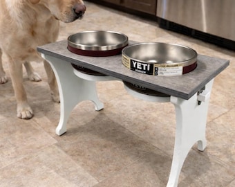 Rustic YETI, RTIC, HydraPeak Elevated Dog Bowl Stand