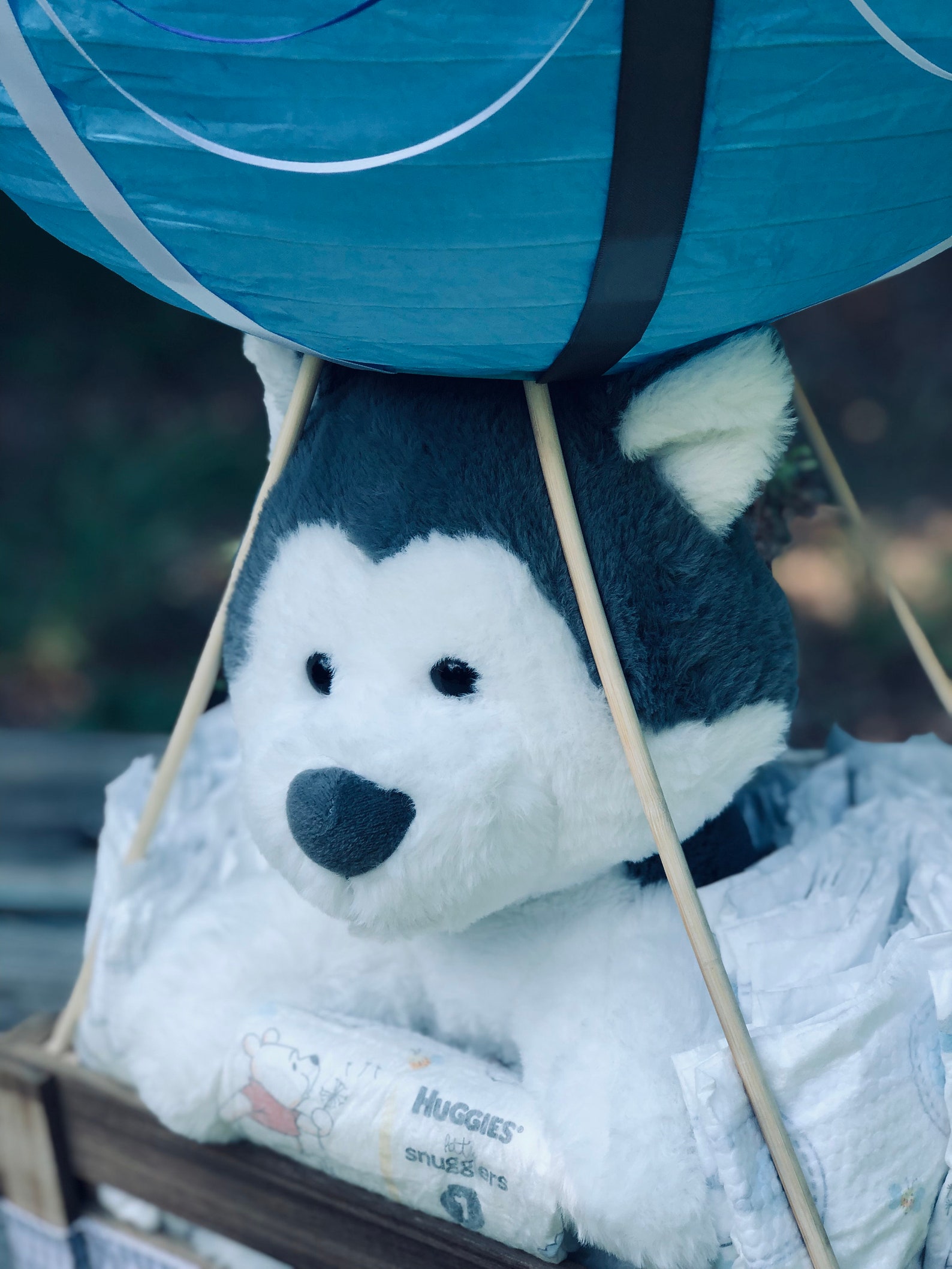 Wolf/husky/puppy/dog Hot Air Balloon Diaper Cake Baby Shower Etsy
