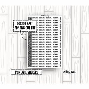印刷可能な医師予約スクリプトプランナーステッカー、PDF、PNG、カットファイル