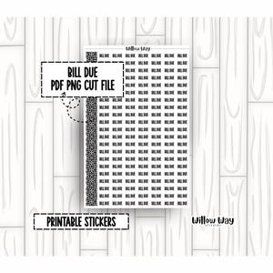 Afdrukbare scriptplannerstickers voor factuur, pdf-, png- en snijbestanden
