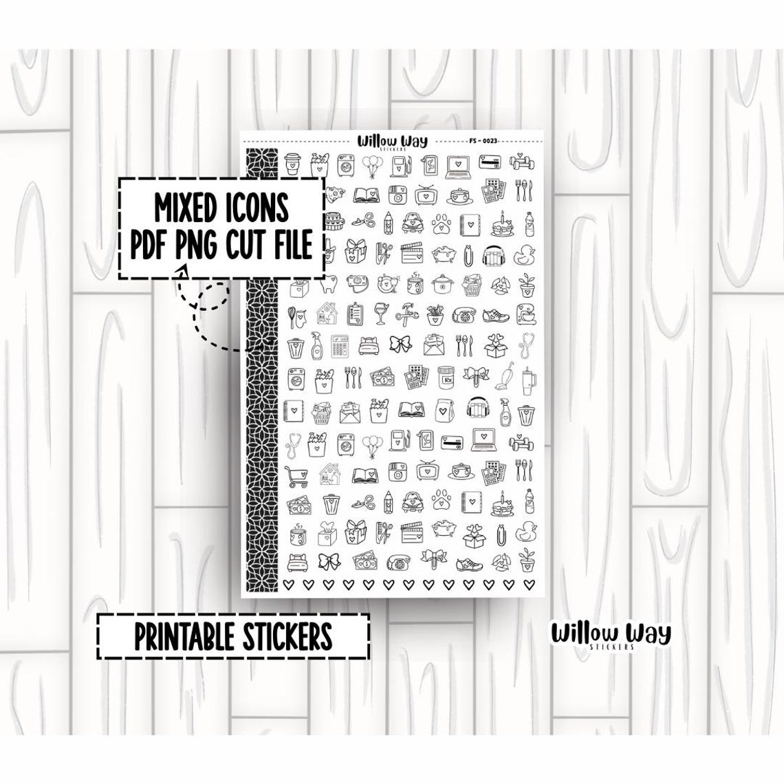 Sticker Outline Paper Printable Outline Icon Planner Stickers, PDF PNG and Cut Files - Etsy