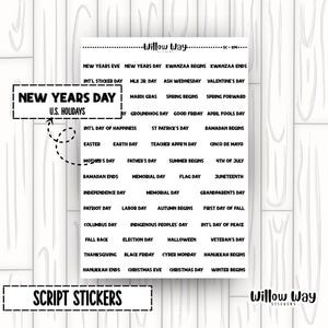 U.S. Holiday Planner Stickers | Holiday Script Stickers | Holiday Word Stickers | Holiday Script Planner Stickers | SC - 014