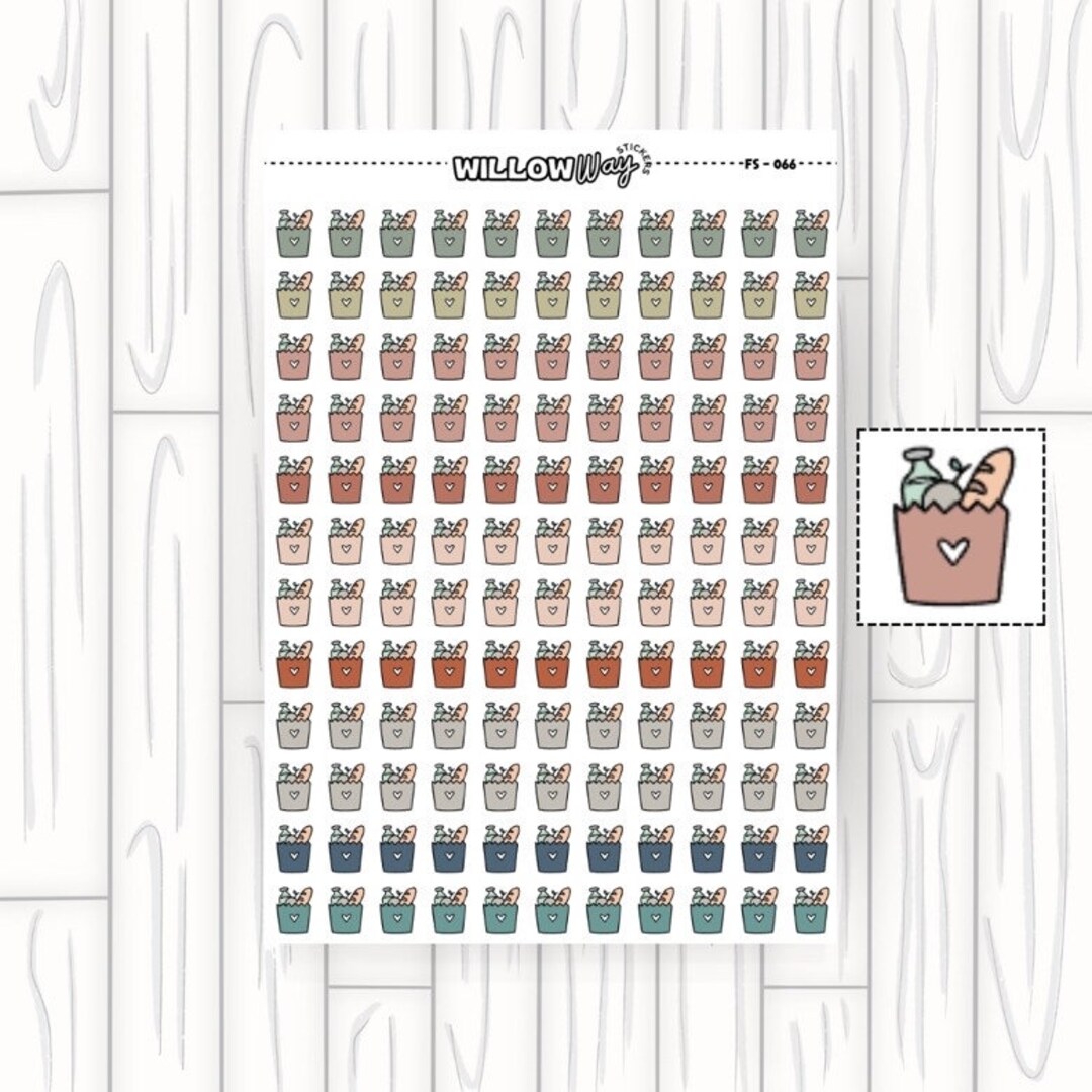 Grocery Icon Planner Stickers, Icons for Planner, Icon Planner Stickers ...
