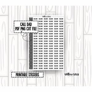 Afdrukbare Call Dad-scriptplannerstickers, pdf-, png- en snijbestanden
