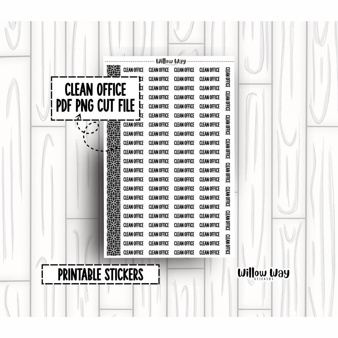 Printable Clean Office Script Planner Stickers, PDF PNG and Cut Files ...