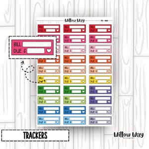 Bill Tracker Planner Stickers | Bill Tracker Stickers | Bill Due Stickers | Budget Planner Stickers | FS - 065