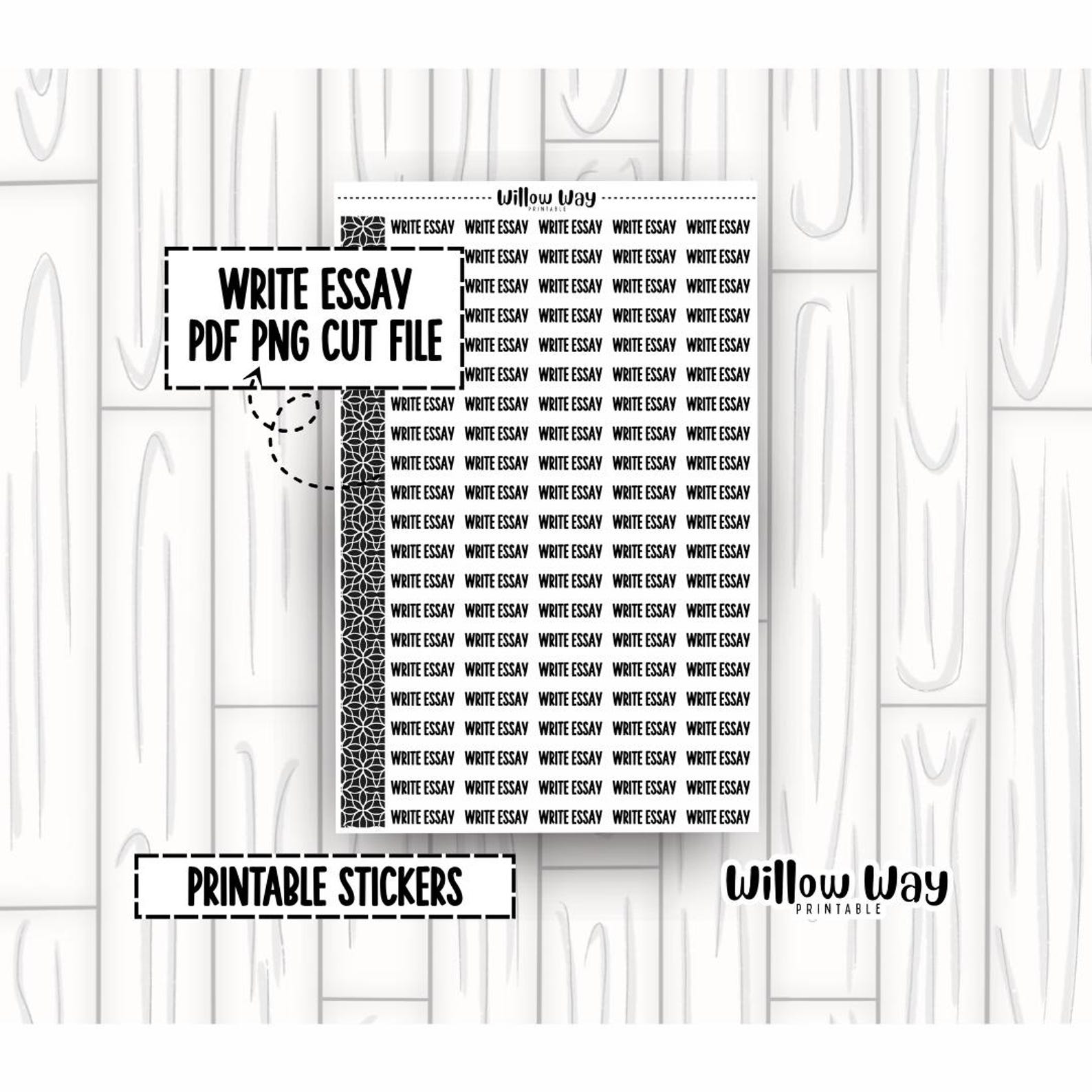 Printable Write Essay Script Planner Stickers, PDF PNG and Cut Files - Etsy
