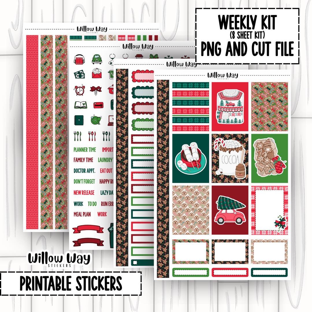 Printable Weekly Kit Planner Stickers, PNG and Cut Files - Etsy