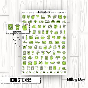 Grüne Symbol Planer Aufkleber | Mixed Icon Aufkleber | Symbol-Aufkleber | Symbol Planer Aufkleber | FS-009