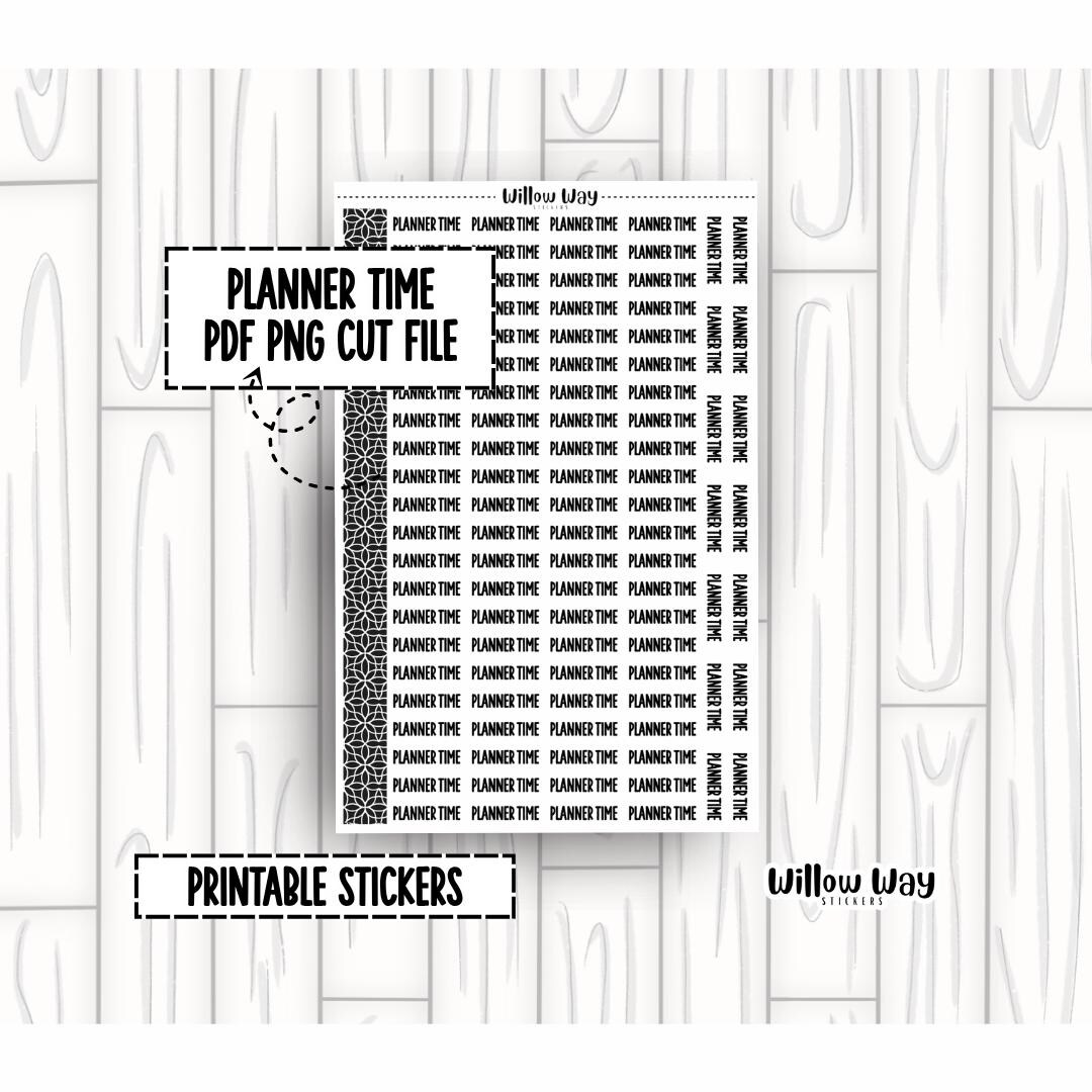 Printable Planner Time Script Planner Stickers, PDF PNG and Cut Files ...
