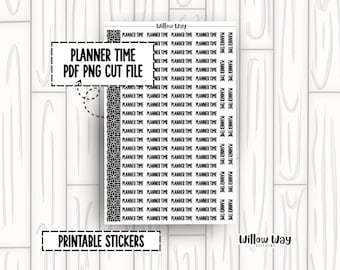 Printable Planner Time Script Planner Stickers, PDF PNG and Cut Files