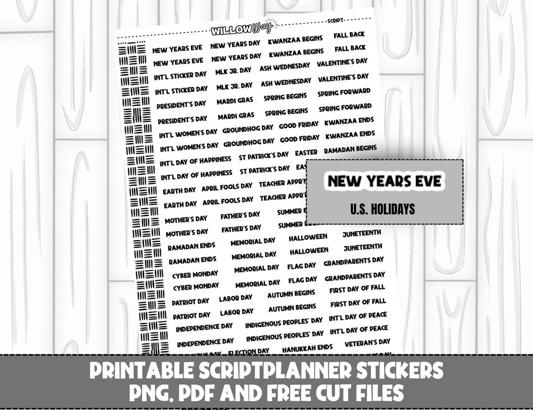 Printable Script Planner Stickers, Printable Word Planner Stickers ...