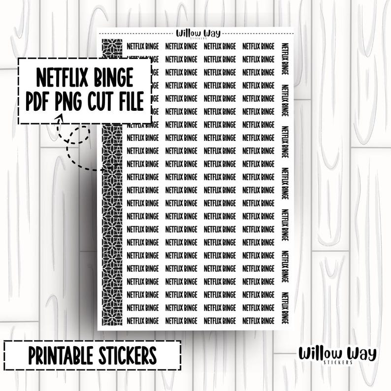 Netflix Button Printable Printable Netflix Binge Script Planner Stickers, PDF PNG and Cut Files ...