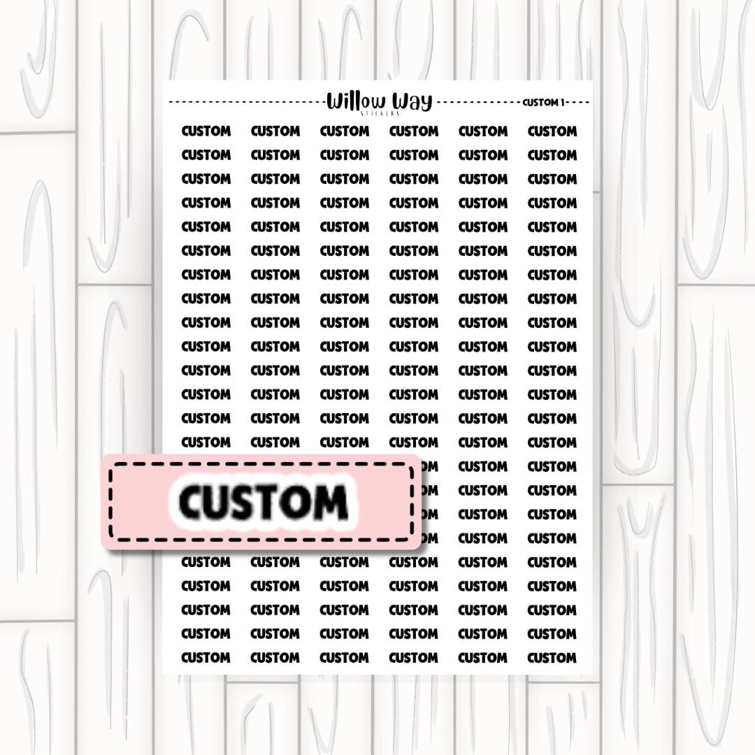 Custom Script Planner Stickers, Custom Word Stickers for Planner, Word ...