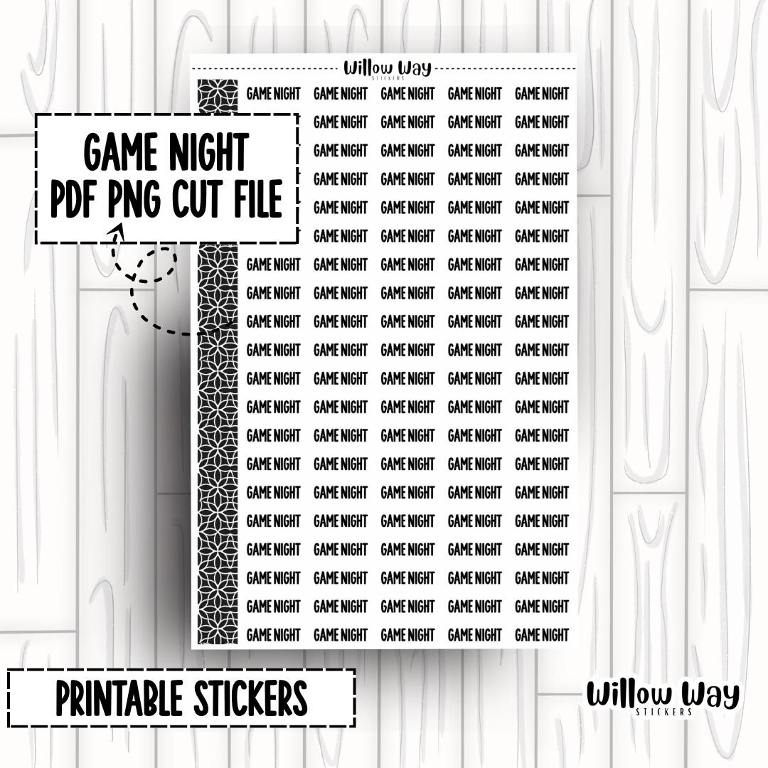 Game Night Script Printable Game Night Script Planner Stickers, PDF PNG and Cut Files - Etsy