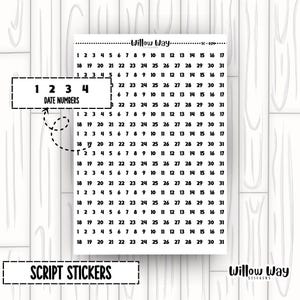 Date Number Planner Stickers | Date Number Script Stickers | Date Number Word Stickers | Date Number Script Planner Stickers | SC - 024