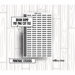 Printable Brain Dump Script Planner Stickers, PDF PNG and Cut Files