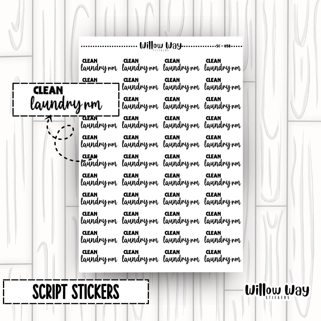 Clean Laundry Room Stickers | Cleaning Script Stickers | Cleaning Word ...
