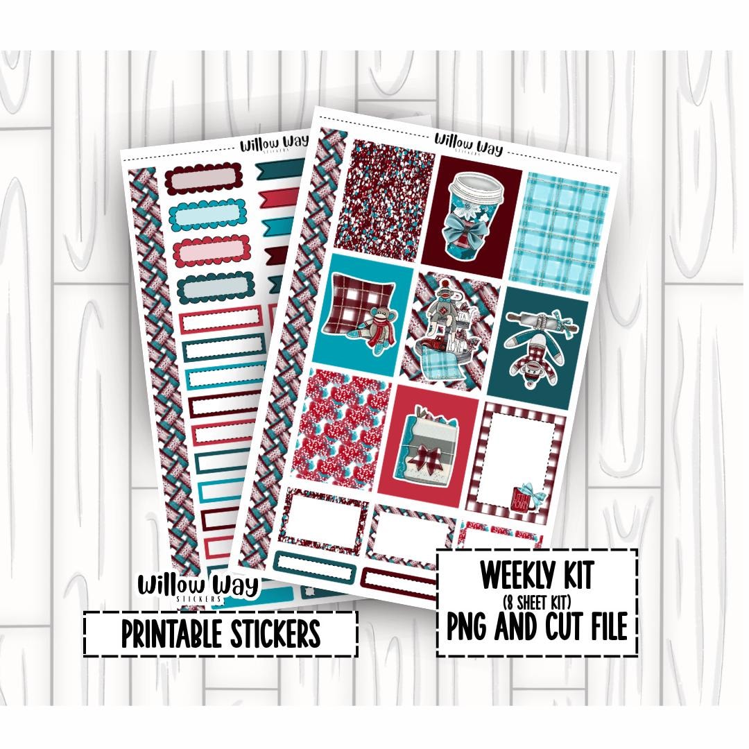 Flannel and Friends, Printable Weekly Kit Planner Stickers, PNG and Cut ...