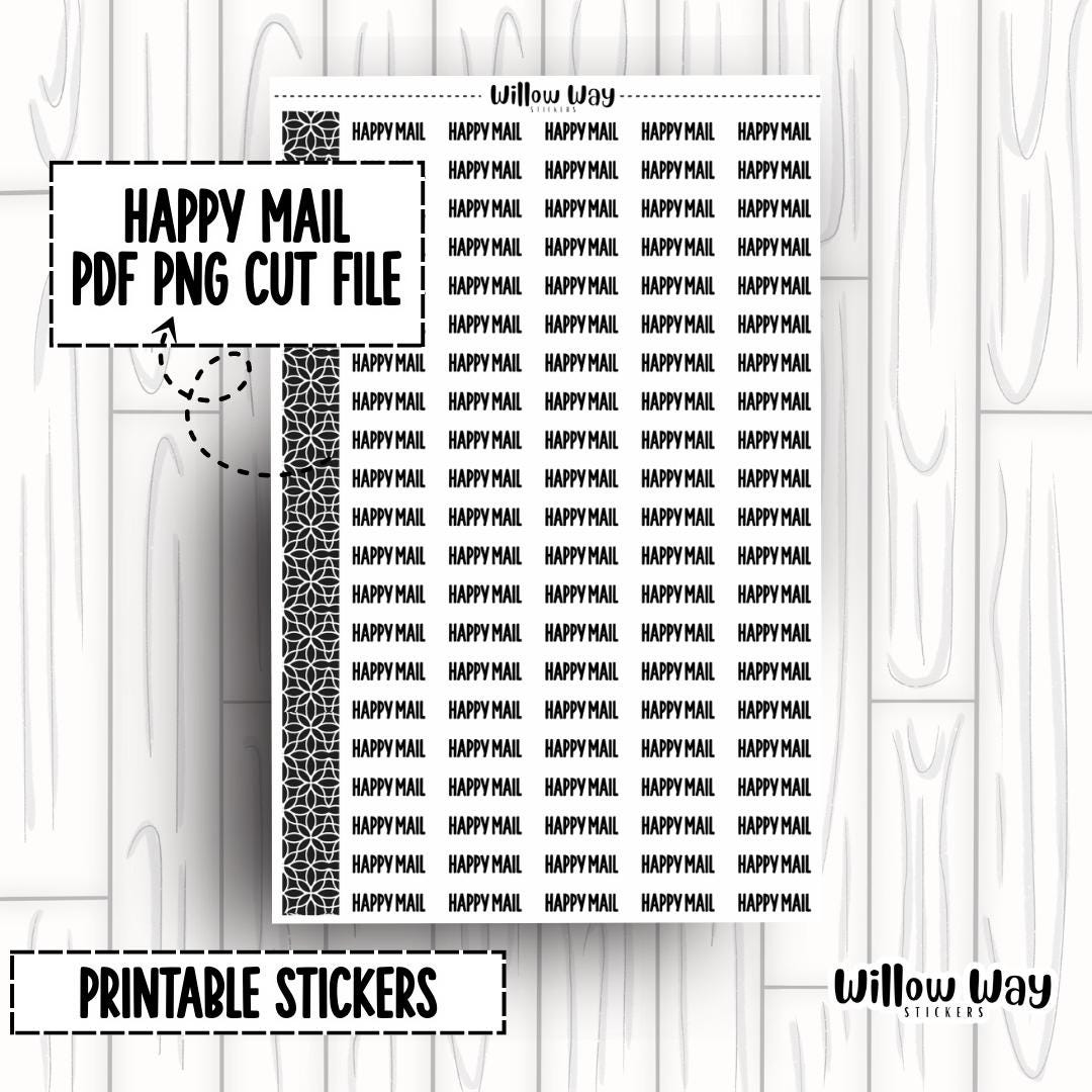 Mail Script Decal Ribtable Printable Happy Mail Script Planner Stickers, PDF PNG and Cut Files - Etsy