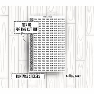 Printable Pick Up Script Planner Stickers, PDF PNG and Cut Files