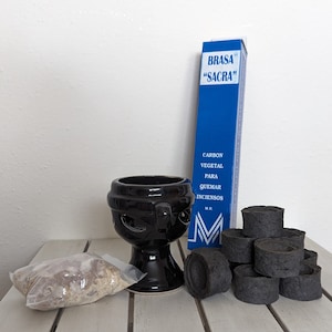 Kit Copalera, Sahumera, Popoxcomitl, Quemador de incienso, Carbón orgánico, Resina de copal