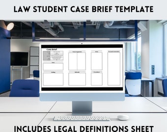 Law School Case Brief Template, Editable Legal Journal, Printable from Excel