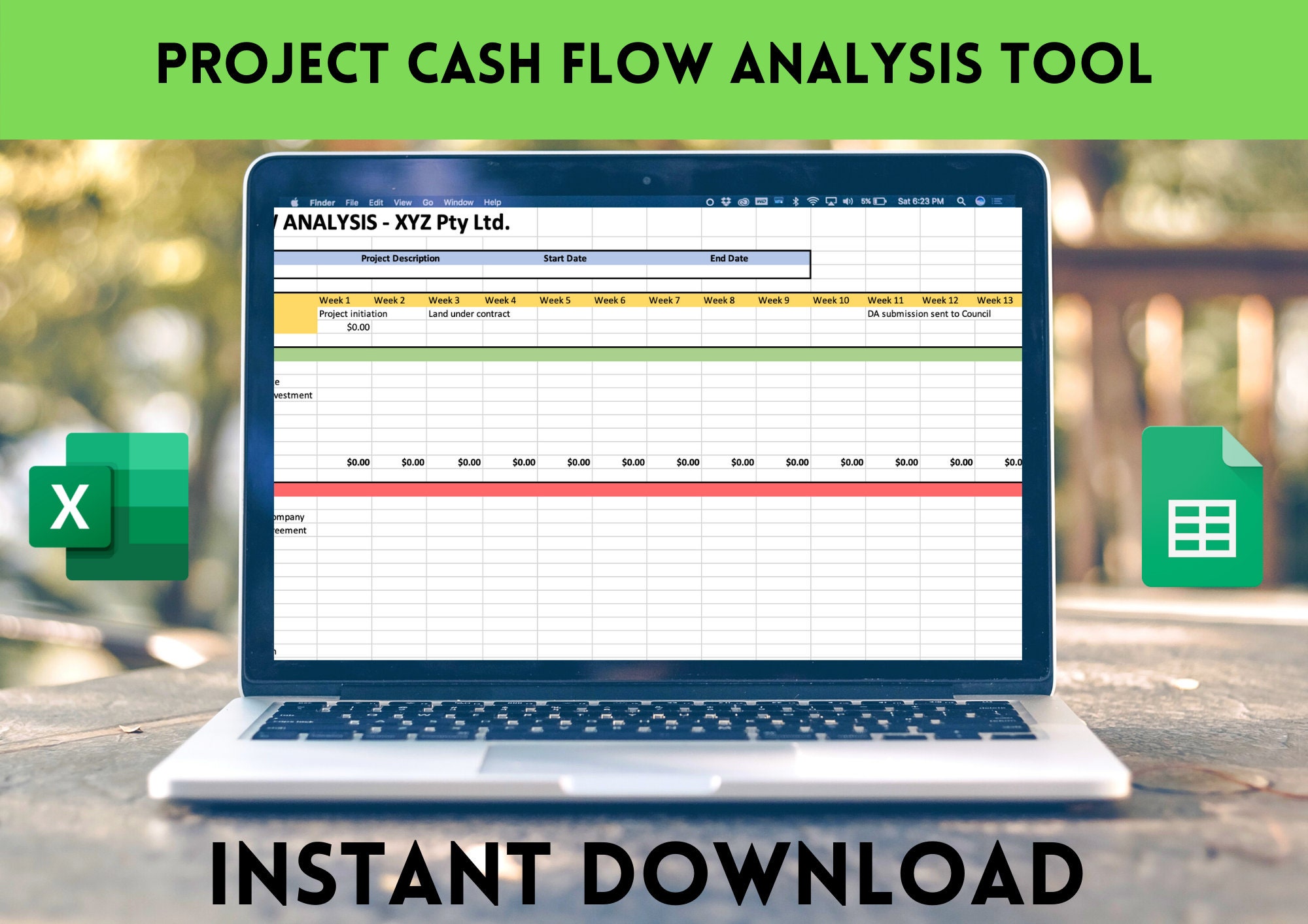 Project Cash Flow Analysis Tool, Business Template and Schedule
