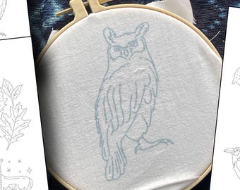 Witchy Halloween Iron-On Embroidery Transfers, Spooky Line Art