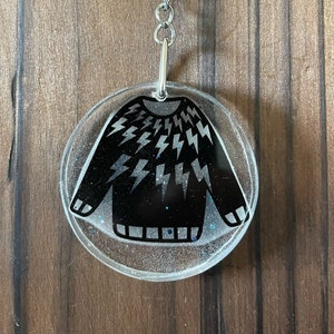 Handmade lightning sweater David Rose Schitt’s Creek resin keychains
