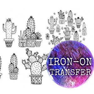 Iron on embroidery pattern cactus and succulents. Handmade.
