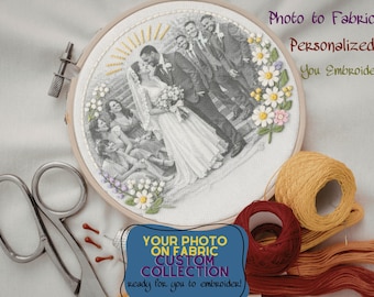 Custom Photo Embroidery Kit – Your Photo Printed on Fabric for Stitching