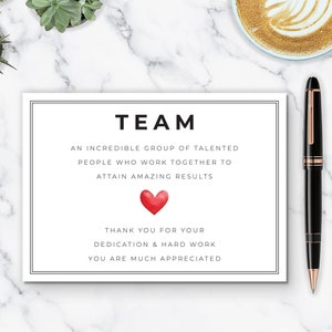 Corporate Thank You Card, Thank You Card for Team, Employee Appreciation Card, Staff Thank You Card, Business Appreciation Card for Employee