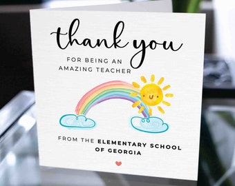 Custom Teacher and Nursery Thank You Card, School and Teacher Thank You Card, Personalized Teacher Appreciation Card, End of Term Gift