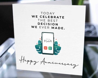 Tarjeta de aniversario, tarjeta de feliz aniversario, regalo para él, regalo para ella, tarjeta de aniversario para él, tarjeta de aniversario para ella, es una tarjeta de partido
