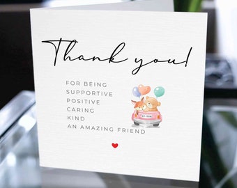 Carte de remerciement, carte de remerciement pour un ami, carte d'appréciation d'un ami, jolie carte de remerciement, carte d'appréciation pour un ami, cadeau de remerciement