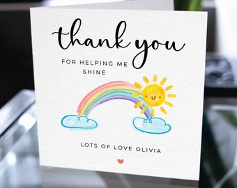 Custom Teacher and Nursery Thank You Card, School and Teacher Thank You Card, Personalized Teacher Appreciation Card, End of Term Gift