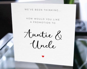 A Promotion To Auntie and Uncle Card, Pregnancy Announcement Card, Baby Announcement Card, Expecting New Baby Card For Auntie and Uncle