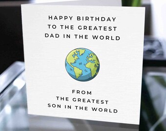 Tarjeta de feliz cumpleaños para papá, tarjeta de cumpleaños para papá, regalo de cumpleaños para papá, el mejor papá del mundo, tarjeta de hijo