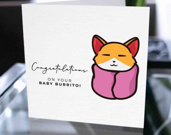 Tarjeta divertida de burrito de bebé, tarjeta de embarazo, nueva tarjeta de bebé, tarjeta de baby shower, tarjeta de embarazo, tarjeta de felicitación de bebé, tarjeta de espera