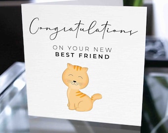 New Cat Card, Pet Card, Congratulations On Your New Best Friend, New Kitten, Fur Baby, New Pet, Furry Friend, Cat Adoption Card