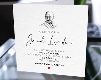 Citação de Gandhi, cartão de agradecimento do líder, cartão de agradecimento para o chefe, cartão de agradecimento ao líder, cartão de agradecimento do chefe, presente do chefe, presente do líder