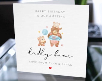 Happy Birthday Daddy Bear Card, Custom Birthday Card for Daddy, Birthday Card For Dad, Happy Birthday Card For Dad, Cute Card, Card For Dad
