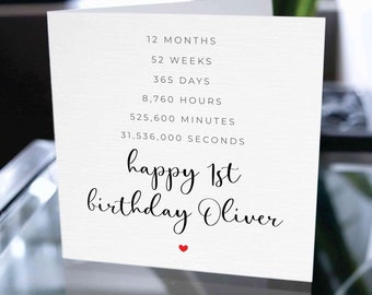 Happy First Birthday Karte, Happy 1st Birthday Custom Name, Personalisierte Geburtstagskarte, Geburtstagskarte für Jungen