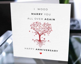 Tarjeta de aniversario de juego de palabras divertido, tarjeta de feliz aniversario, regalo de aniversario, tarjeta para novio, tarjeta para novia, tarjeta de árbol de aniversario