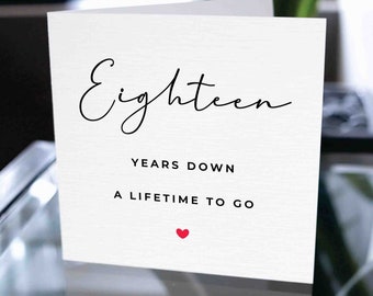 18th Anniversary Card, Eighteen Years Down Forever To Go, 18th Anniversary Gift, Card For Boyfriend, Card For Girlfriend, 18th Anniversary