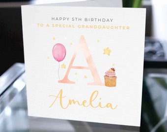 Birthday Card For Granddaughter, Happy Birthday Custom Name, Customized Happy Birthday Card, Personalized Birthday Card, For Granddaughter