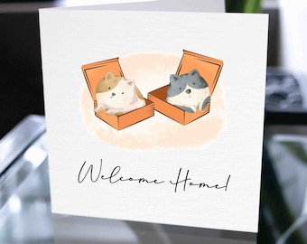 Welcome Home Cat Card, Housewarming Card, Greeting Card, Congratulations On Your New Home, Happy 1st Home, New Home Card, New House Card