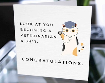 Funny Veterinarian School Graduation Card, Vet School Graduate Card, Congratulations For Graduating Card, Veterinarian Graduation Card